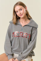 Sequin Merry Patch Half-Zip Sweatshirt