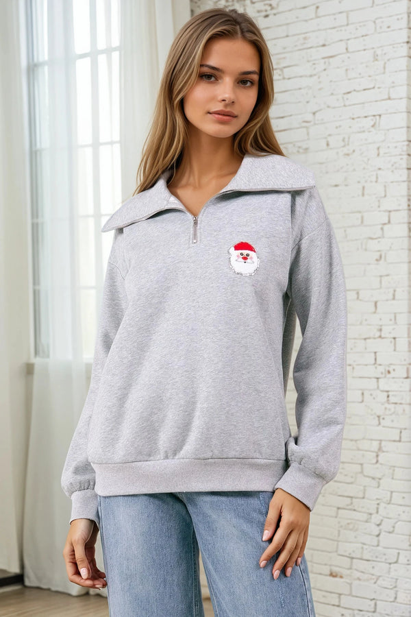Santa Patch Half-Zip Sweatshirt