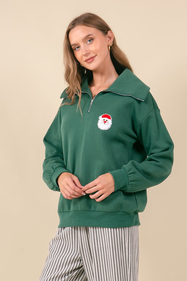 Santa Patch Half-Zip Sweatshirt