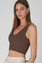 Lace V-Neck Tank - Mocha