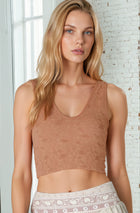 Lace V-Neck Tank - Light Mocha