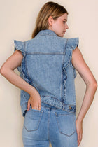 Ruffle Sleeve Denim Vest