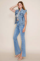 Ruffle Sleeve Denim Vest