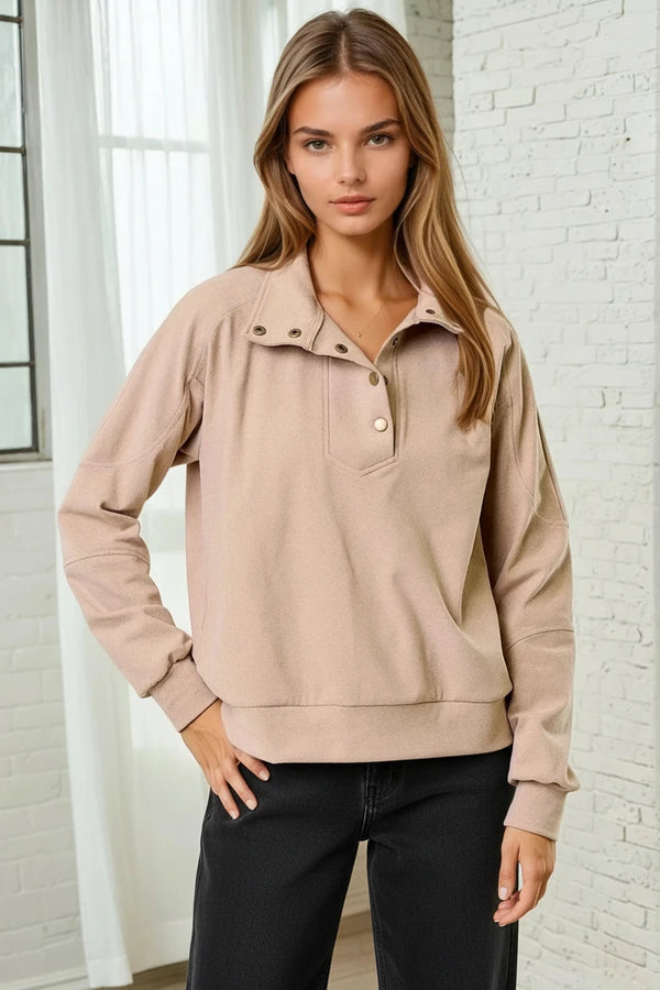 Snap Front Soft Brushed Top