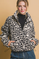 Sherpa Fleece Leopard Jacket - Black