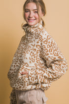 Sherpa Fleece Leopard Jacket - Camel