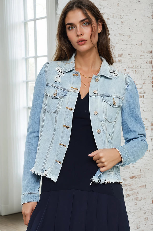 Puff Sleeve Denim Jacket