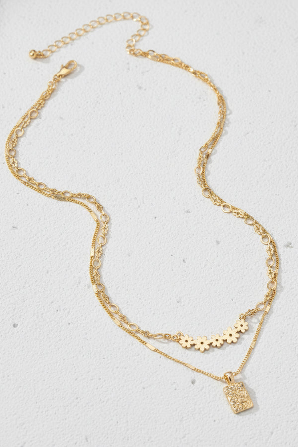 Flower Layered Pendant Necklace
