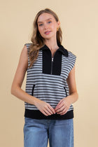 Striped Sleeveless Sweatshirt