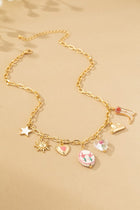 Multi Charm Necklace - Ceramic Flowers