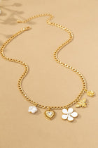 Multi Charm Necklace - Flowers, Bee, Heart