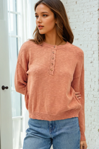 Cotton Slub Henley Sweater