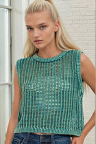 Acid Wash Sleeveless Sweater - Green