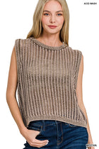 Acid Wash Sleeveless Sweater - Mocha