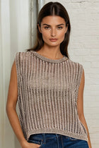 Acid Wash Sleeveless Sweater - Mocha