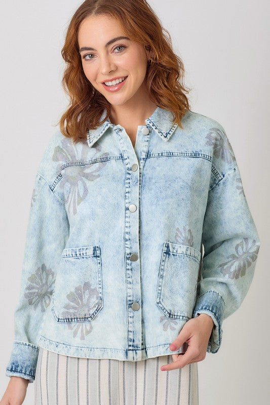 Floral Print Denim Shacket