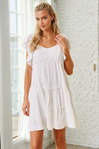 Babydoll Ruffle Sleeve Dress - White