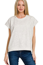 Ultra Soft Round Neck Short Sleeve Top - Heather Grey