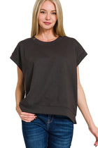 Ultra Soft Round Neck Short Sleeve Top - Black
