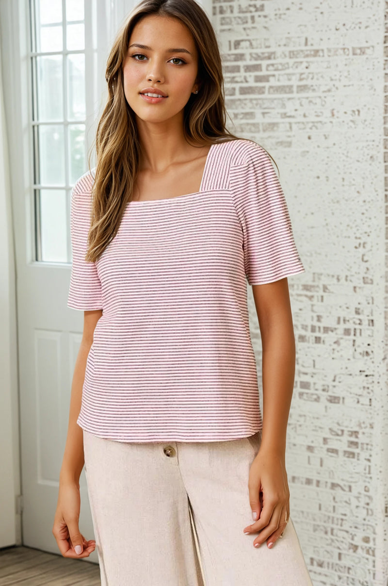 Striped Square Neck Top