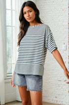 Striped Mixed Tee - Forest