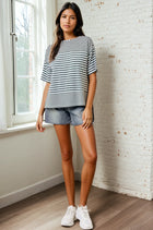 Striped Mixed Tee - Forest