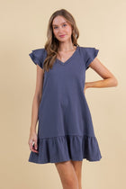 Double Ruffle Cap Sleeve Dress