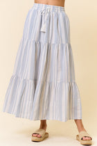 Striped Tiered Maxi Skirt