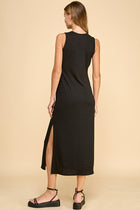 Textured Solid Midi Dress - Black