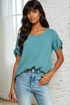 Tie Sleeve Top - Seafoam