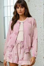 Embroidery Bomber Jacket - Rose