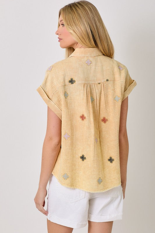 Washed Embroidery Top