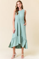 Drawcord Waist French Terry Midi Dress