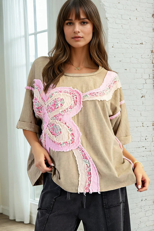 Patch Flower Slub Top