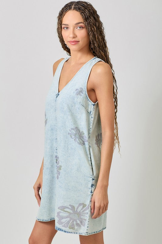 Floral Print Denim Dress