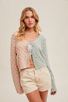 Color Block Tie Front Cardigan