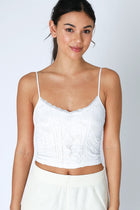 Double Lace Trim Cami - White