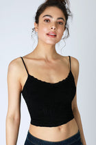 Double Lace Trim Cami - Black