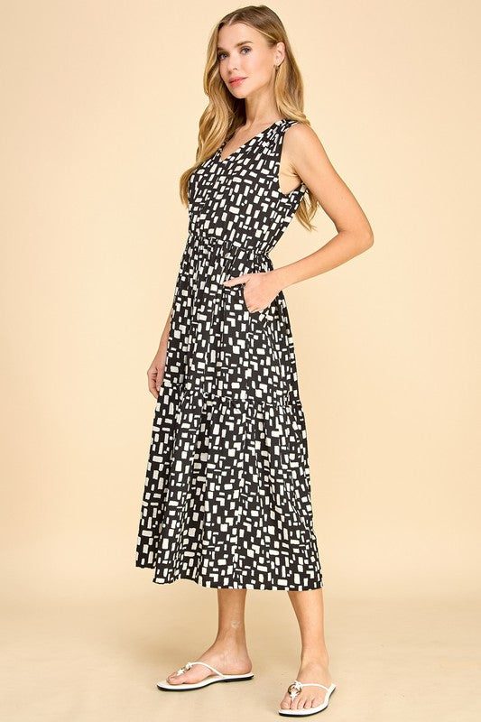 Abstract Print Midi Dress