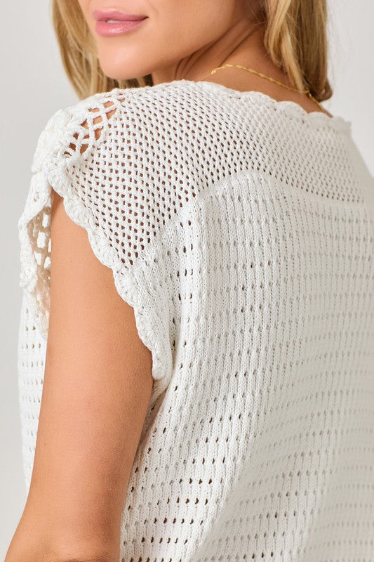 Floral Yoke Crochet Top