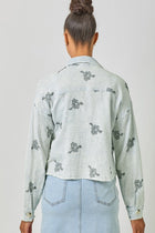 Double Gauze Embroidery Top - Blue