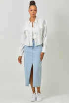 Double Gauze Embroidery Top - White