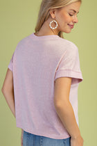 Soft Knit Short Sleeve Top - Light Pink