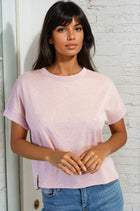 Soft Knit Short Sleeve Top - Light Pink
