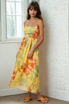 Yellow Floral Chiffon Dress