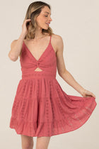 Eyelet Embroidered Twist Front Dress