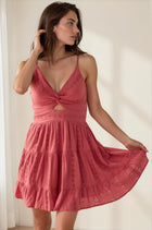 Eyelet Embroidered Twist Front Dress