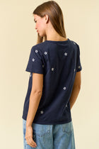 Star Embroidered Tee - Navy