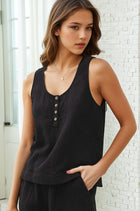 Button Detail Gauze Tank