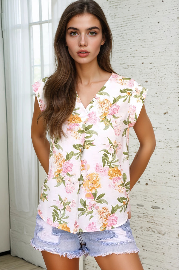 V-neck Floral Top